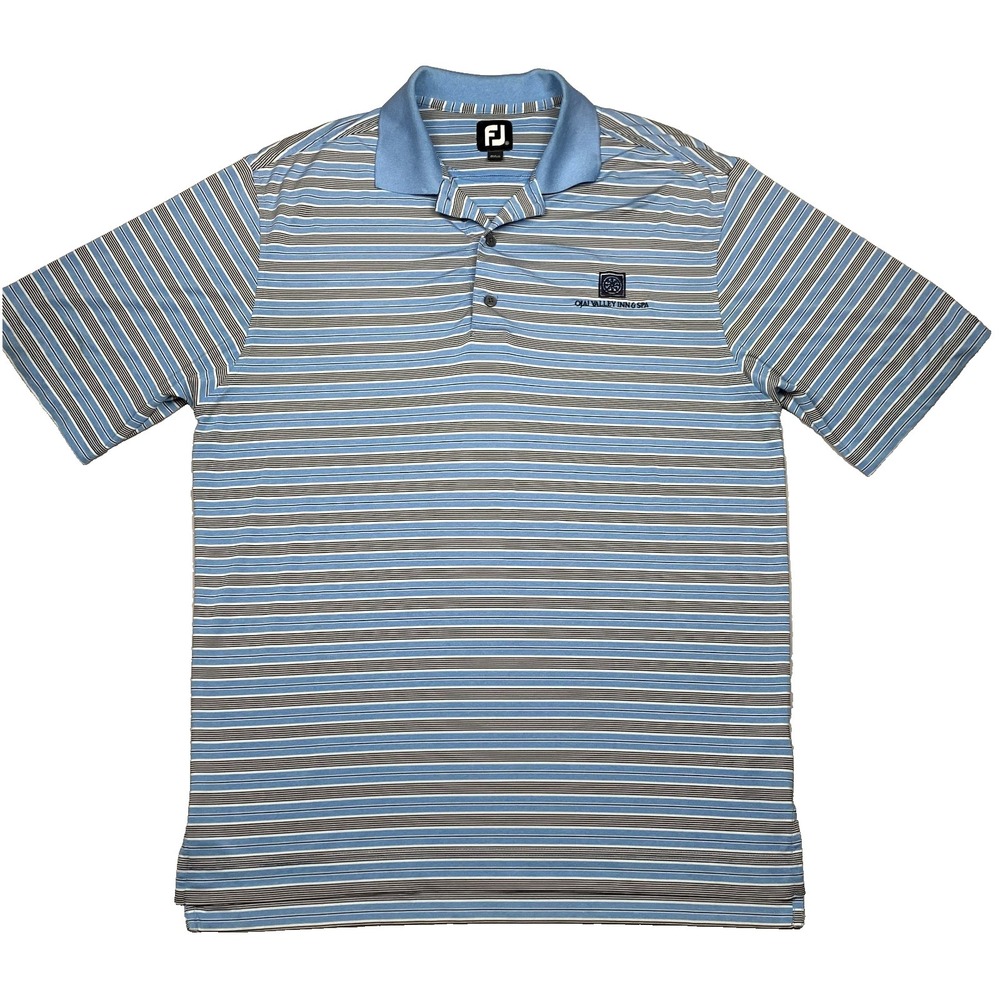 FootJoy Polo Mens Medium Blue Striped Golf Shirt Ojai Valley Inn Athletic